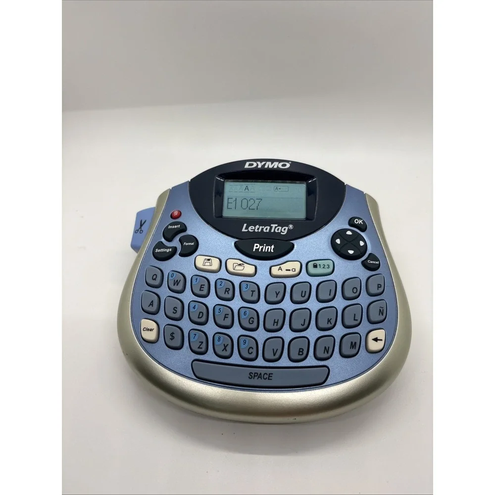 Dymo LetraTag LT-100T Label Thermal Printer Blue Tested Works NO LABELS